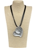 EN21231 HAMMERED MATTE SILVER HEART LONG NECKLACE