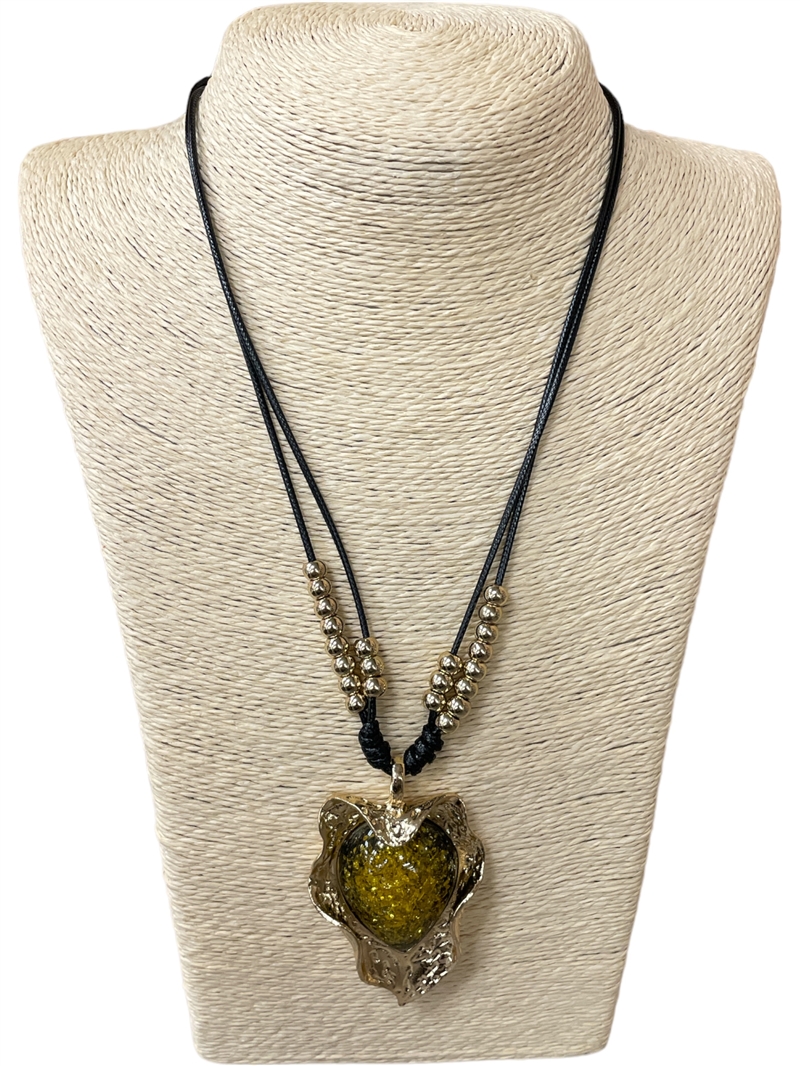EN21437Y  YELLOW STONE  LONG OR SHORT NECKLACE