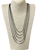 EN23376  SILVER BEADED LAYERED LONG NECKLACE