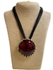 EN24247 RED STONE GOLD SHORT NECKLACE