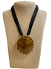 EN24247B BROWN STONE GOLD SHORT NECKLACE