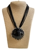 EN24247BK BLACK STONE SILVER SHORT NECKLACE