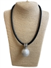 EN24745-2   LIGHTWEIGHT SILVER  PEARL  SHORT NECKLACE