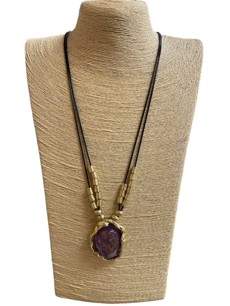 EN24823  ACRYLIC LONG O SHORT ADJUSTABLE NECKLACE