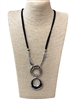 EN25702 CIRCLE AND DROP PENDANT LONG NECKLACE