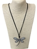 EN27185 RHINESTONE  DRAGONFLY LONG NECKLACE