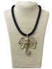 EN28422G GOLD ELEPHANT HEAD SILICONE CORD SHORT NECKLACE