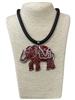 EN28516  RED ELEPHANT SILICONE CORD SHORT NECKLACE