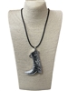 EN28720  ANTIQUE SILVER BOOT  LONG NECKLACE