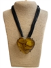 EN29644B BROWN HEART STONE GOLD SHORT NECKLACE