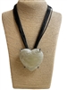 EN29644W WHITE HEART STONE SILVER SHORT NECKLACE