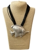 EN29693 MULTI STARND SILVER FISH SHORT NECKLACE