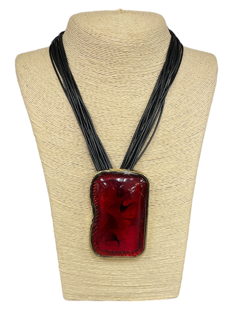 EN29934 RED STONE GOLD SHORT NECKLACE