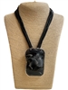 EN29934BK BLACK STONE SILVER SHORT NECKLACE