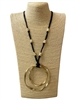 EN30054 MATTE GOLD TWISTED DOUBLE CIRCLE LONG NECKLACE