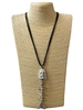 EN32926 HAMMERED BEADED FISH BONES LONG NECKLACE