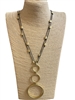 EN33097  MATTE GOLD CIRCLE  LONG NECKLACE