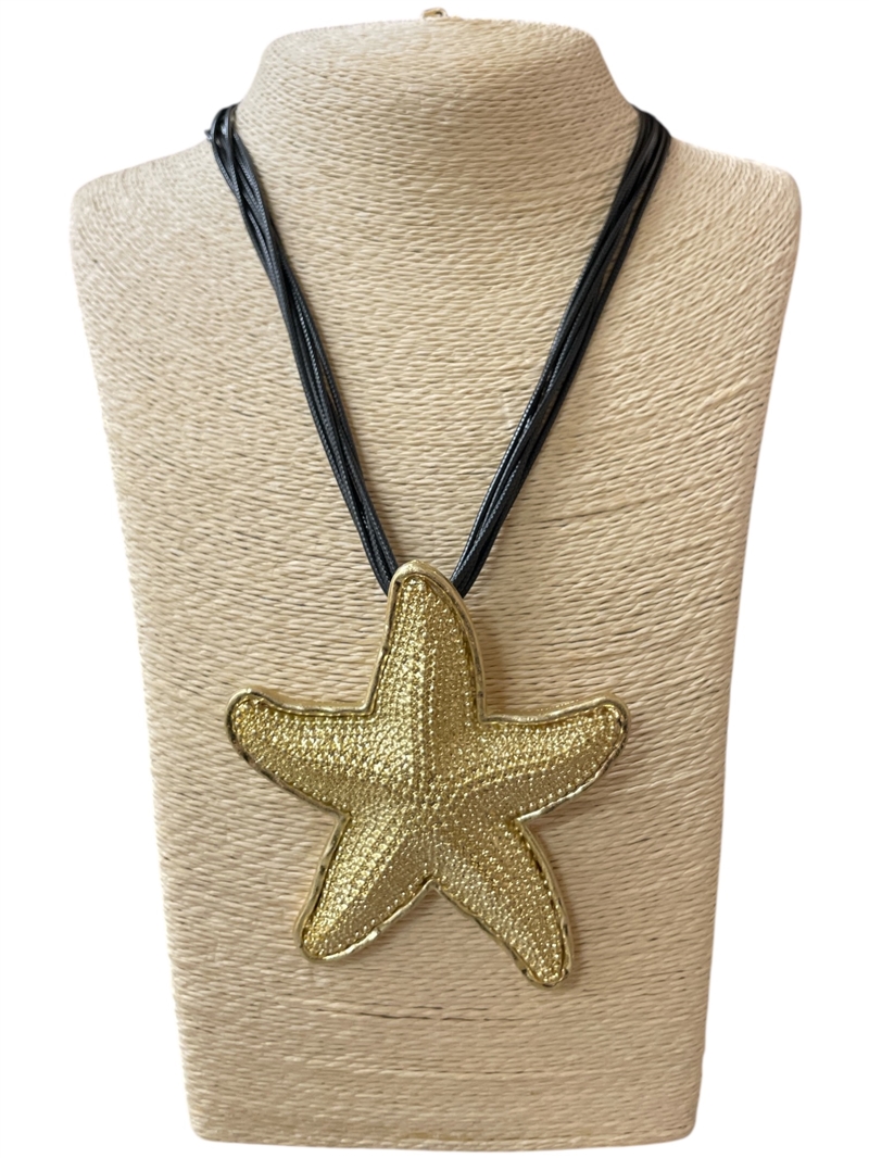 EN34102 MULTI STRAND GOLD STARFISH SHORT NECKLACE