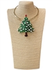 EN34632 -1G  GREEN TREE WITH PEARLS  SHORT NECKLACE