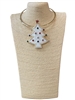 EN34632-1W  WHITE MULTI  TREE  WITH PEARLS  SHORT NECKLACE