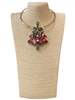 EN34633-1R  RED & GREEN TREE  SHORT NECKLACE