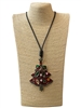 EN34633R  RED GREEN  MULTI LONG CORD NECKLACE