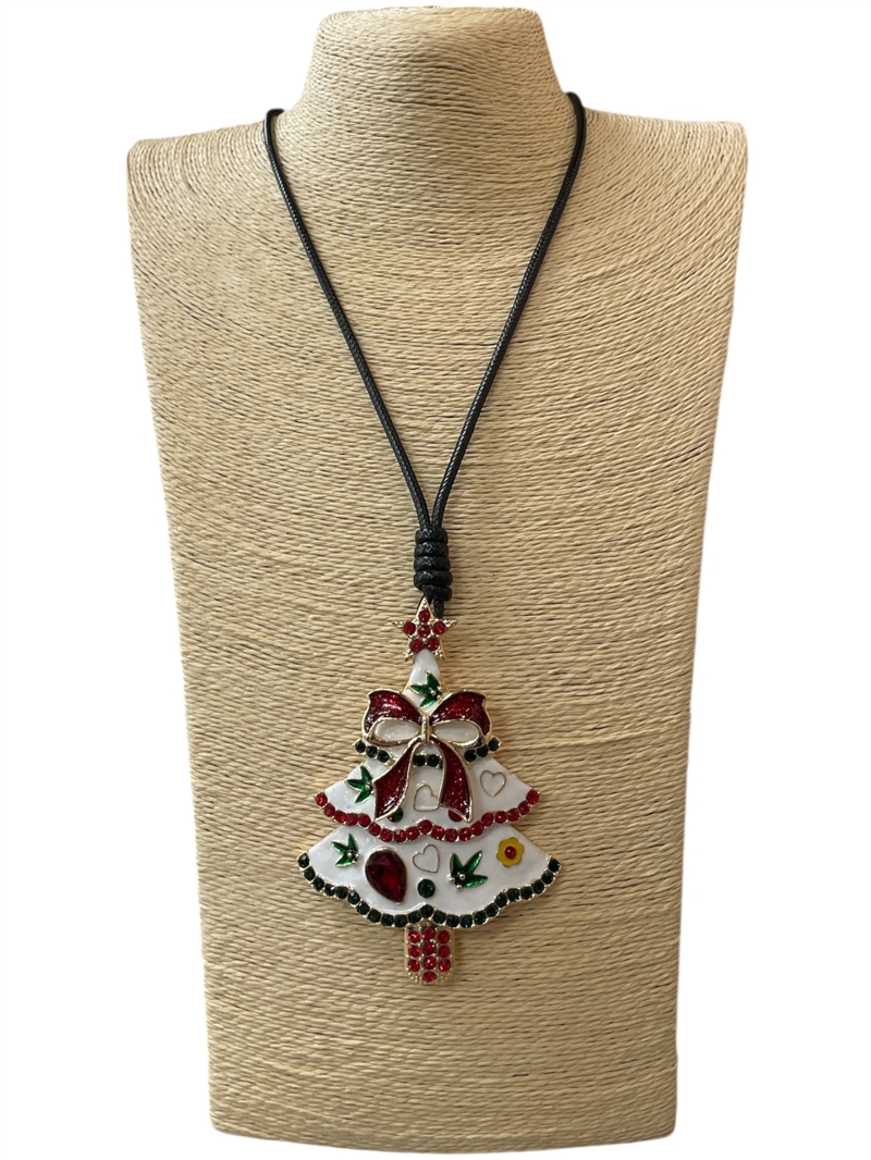 EN34633W  TREE WHITE MULTI LONG CORD NECKLACE