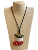 EN34897 RED STOCKING LONG CORD NECKLACE
