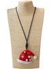 EN34898 PEARLS RED SANTA'S HAT LONG CORD NECKLACE