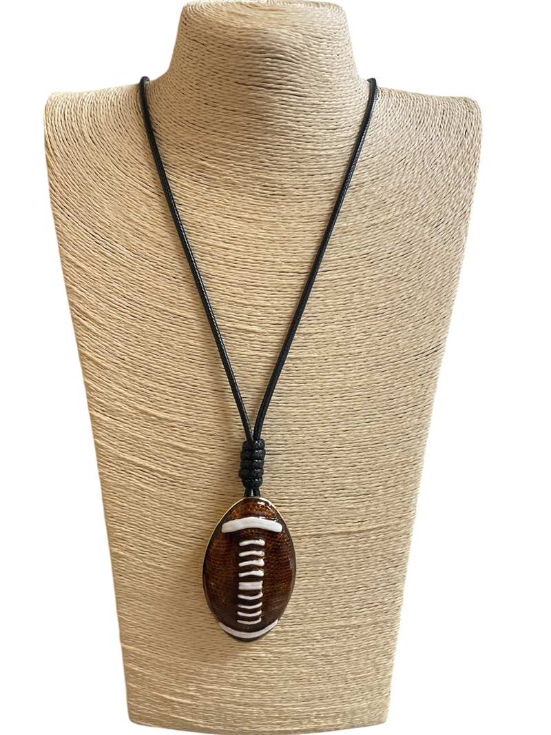 EN34934 BROWN  FOOTBALL LONG NECKLACE