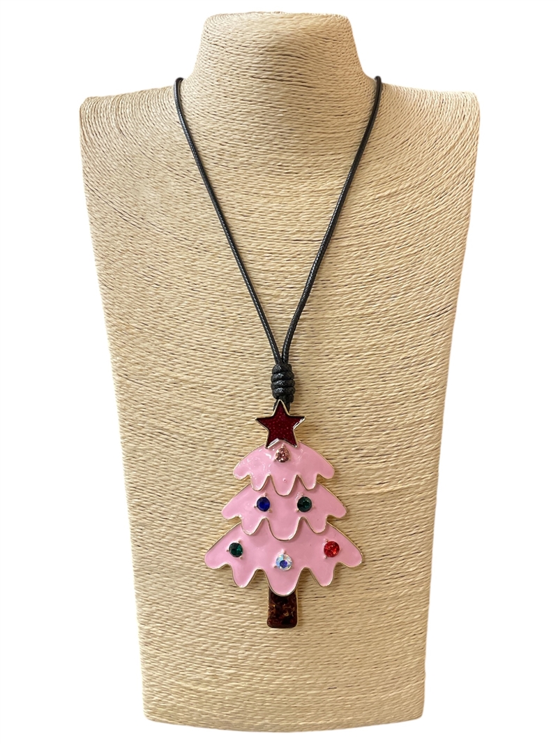 EN40001 TREE PINK MULTI LONG CORD NECKLACE