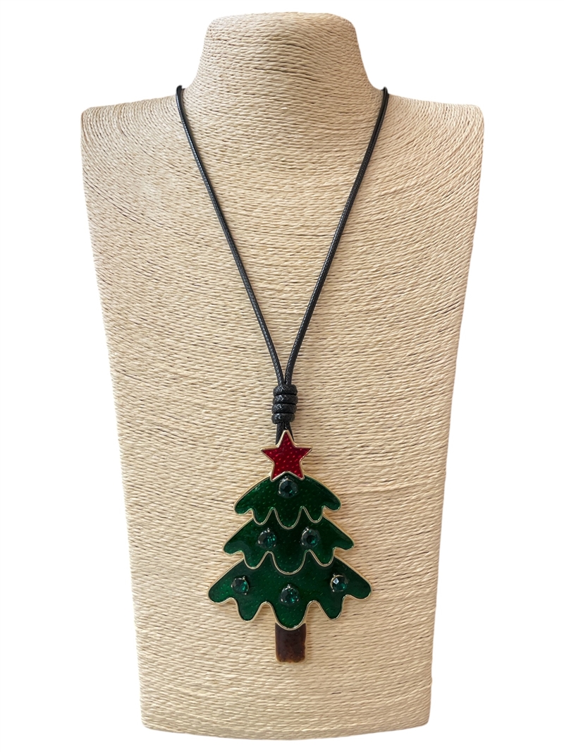 EN40001G TREE GREEN LONG CORD NECKLACE