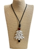 EN40001W   WHITE TREE LONG CORD NECKLACE