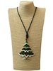 EN40005G GREEN  TREE LONG CORD NECKLACE