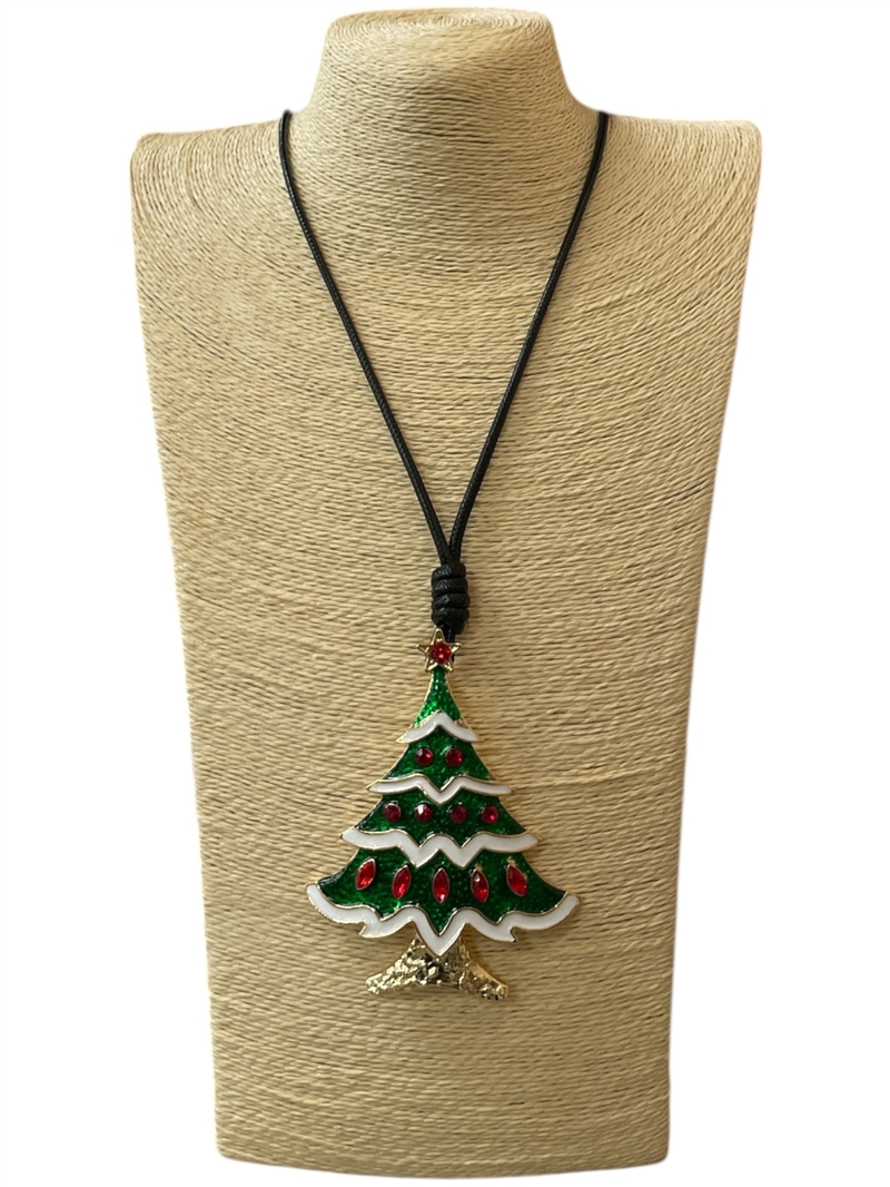 EN40005G GREEN  TREE LONG CORD NECKLACE