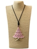 EN40005P  PINK TREE LONG CORD NECKLACE