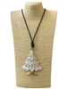 EN40005W   WHITE TREE  LONG CORD NECKLACE
