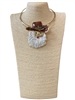 EN40006-1G  BROWN HAT COWBOY SANTA SHORT NECKLACE