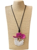 EN40006  PINK HAT COWBOY SANTA LONG CORD NECKLACE
