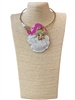 EN40007-1P  PINK HAT PEARL SANTA SHORT NECKLACE