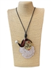 EN40007B   BROWN HAT SANTA  LONG CORD NECKLACE
