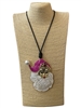 EN40007P  PINK HAT SANTA  LONG CORD NECKLACE