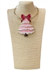 EN40008-1P   RED BOW & PINK  TREE SHORT NECKLACE