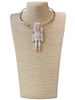 EN40010-1G   PINK AND WHITE NUTCRACKER  SHORT NECKLACE