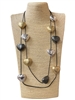 EN40018 TRI COLOR HEARTS MULTI-LAYER LONG NECKLACE