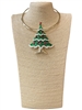EN4005-1G  GREEN & RED TREE  SHORT NECKLACE