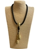 EN40073  HAMMERED TEARDROPS  SILICONE CORD SHORT NECKLACE