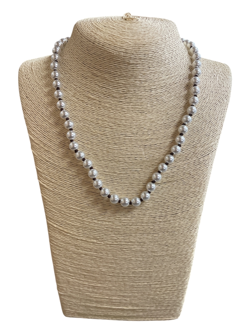 EN40081-6   PEARL BROWN CORD SHORT NECKLACE