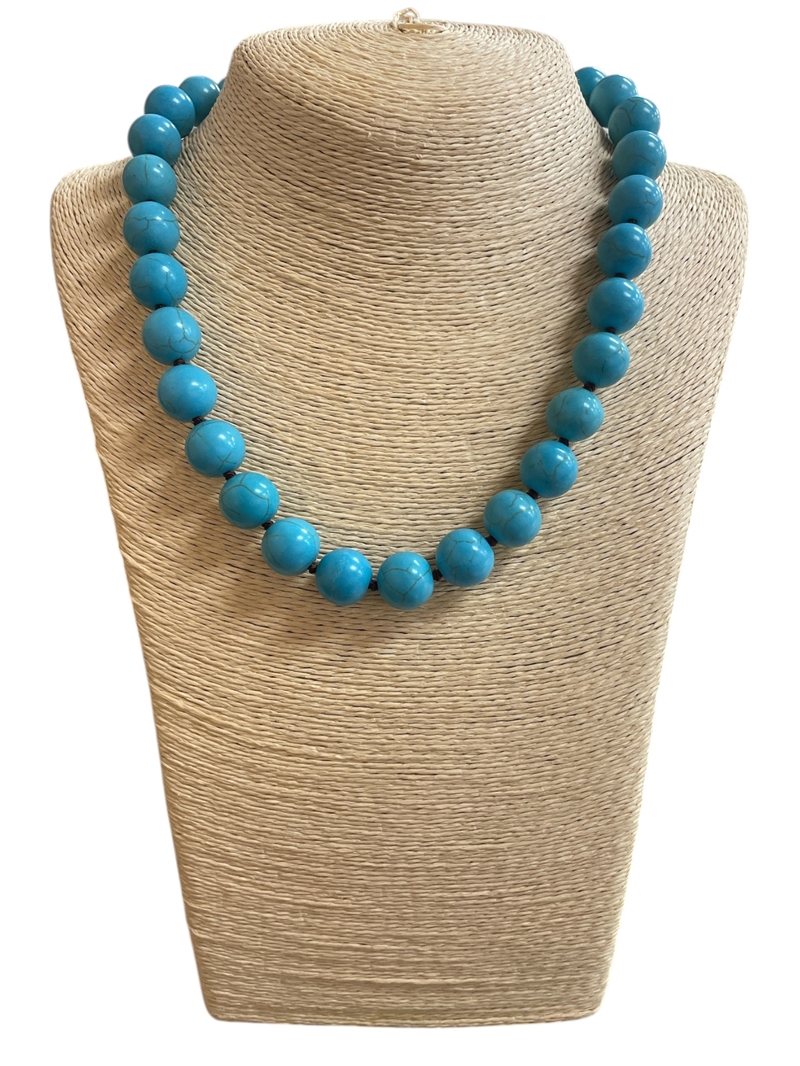 EN40081-8  13MM TQS NATURAL STONE SHORT NECKLACE