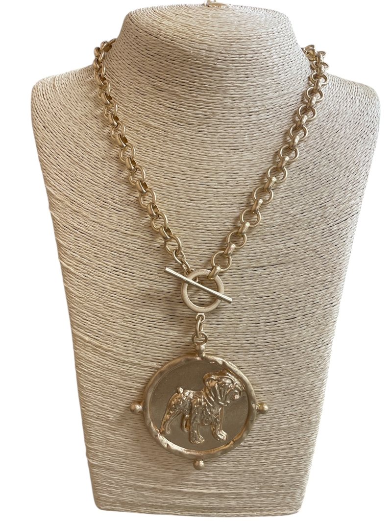 EN40084 BULLDOG   SHORT CHAIN  NECKLACE